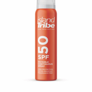NIEUW ! SPF 50 clear gel spray 125 ml continuous oxybenzone vrij island Tribe